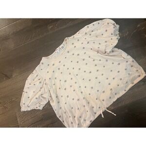 Levis Floral Print Puff Sleeve Drawstring Waist Top - Size‎ L